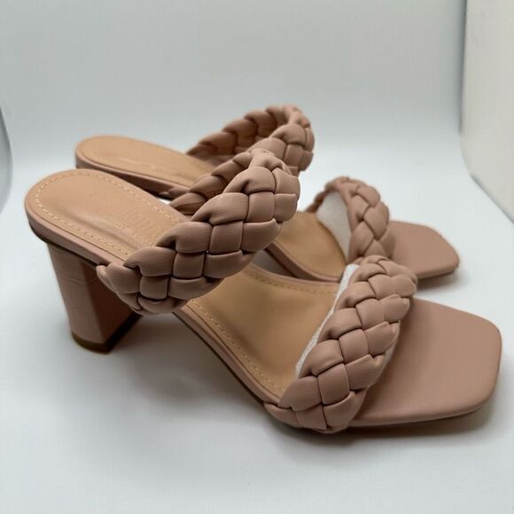 CUSHIONAIRE Technology Women's Iris braided Heel Sandal +Memory Foam 6 BLUSH - Picture 1 of 7